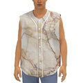 Brown Marble Print Sleeveless Baseball Jersey