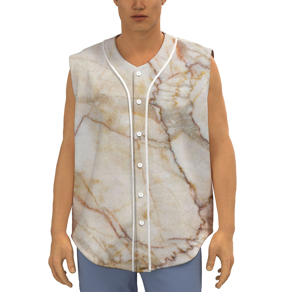 Brown Marble Print Sleeveless Baseball Jersey