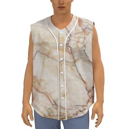 Brown Marble Print Sleeveless Baseball Jersey