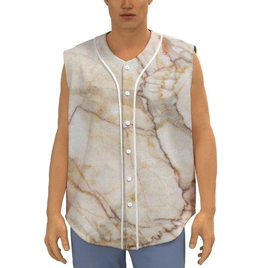 Brown Marble Print Sleeveless Baseball Jersey