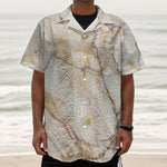 Brown Marble Print Textured Short Sleeve Shirt