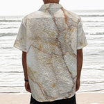 Brown Marble Print Textured Short Sleeve Shirt
