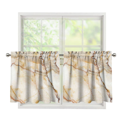 Brown Marble Print Tier Curtains