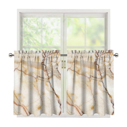 Brown Marble Print Tier Curtains