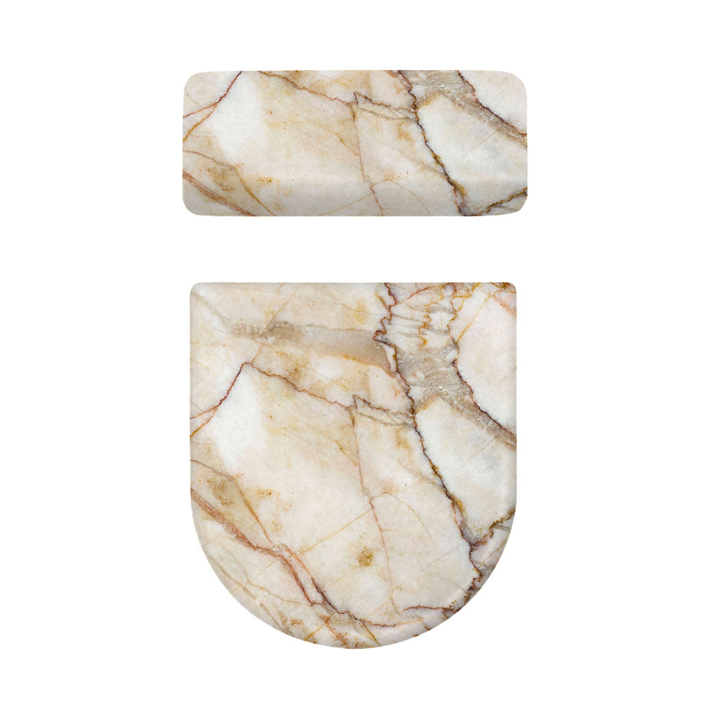 Brown Marble Print Toilet Lid And Tank Cover Set