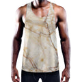 Brown Marble Print Men's Workout Tank Top