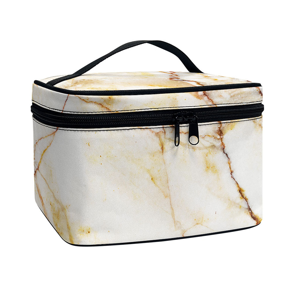 Brown Marble Print Travel Makeup Bag