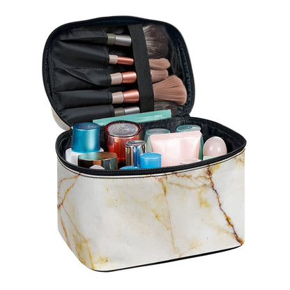 Brown Marble Print Travel Makeup Bag