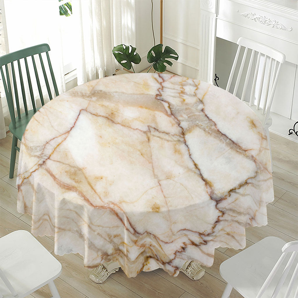 Brown Marble Print Waterproof Round Tablecloth