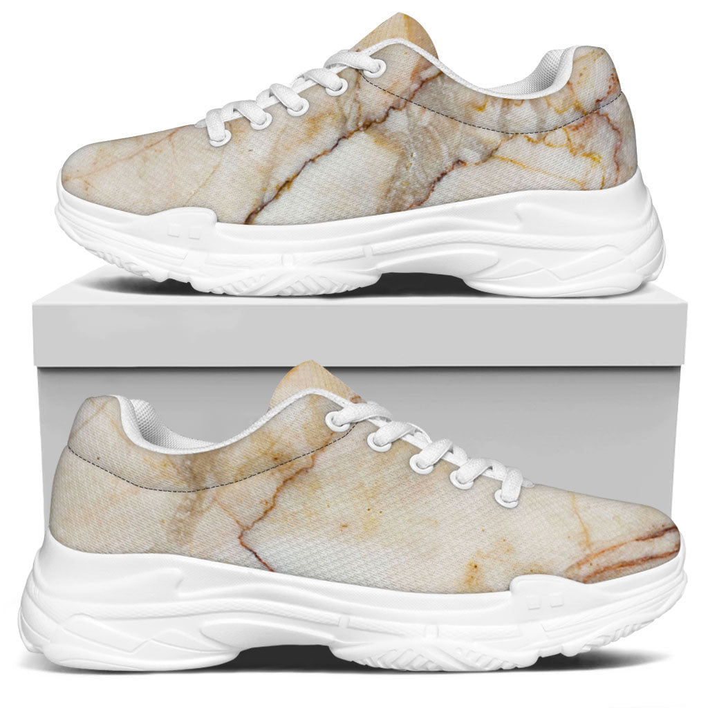 Brown Marble Print White Chunky Shoes