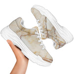 Brown Marble Print White Chunky Shoes