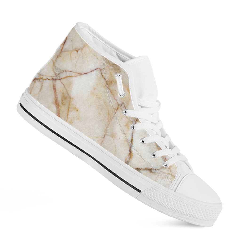 Brown Marble Print White High Top Sneakers