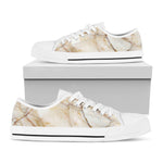 Brown Marble Print White Low Top Sneakers