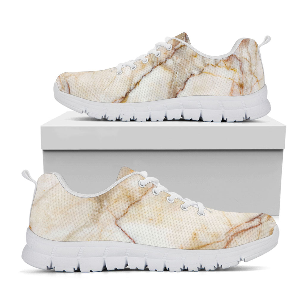 Brown Marble Print White Running Shoes
