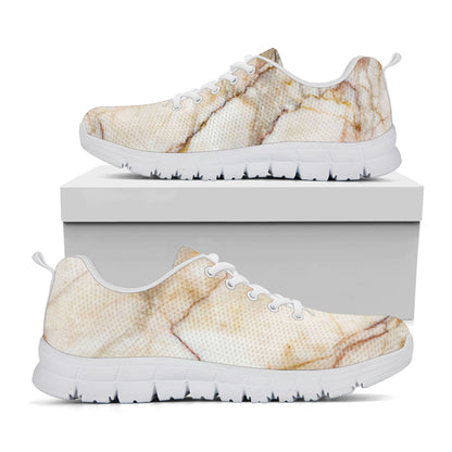 Brown Marble Print White Running Shoes
