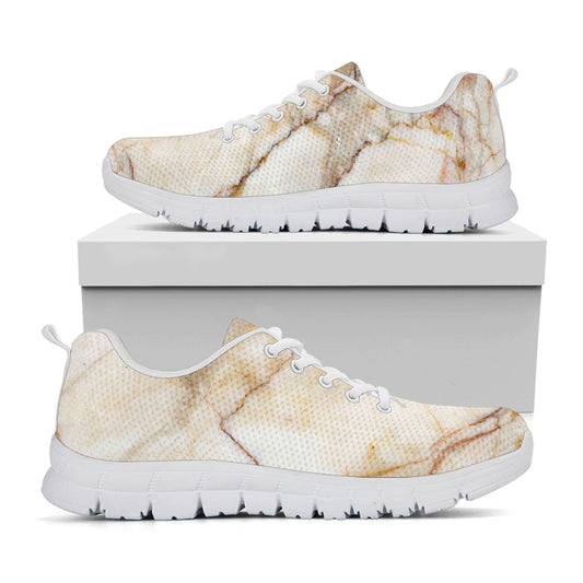 Brown Marble Print White Running Shoes
