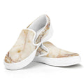 Brown Marble Print White Slip On Sneakers
