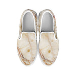 Brown Marble Print White Slip On Sneakers