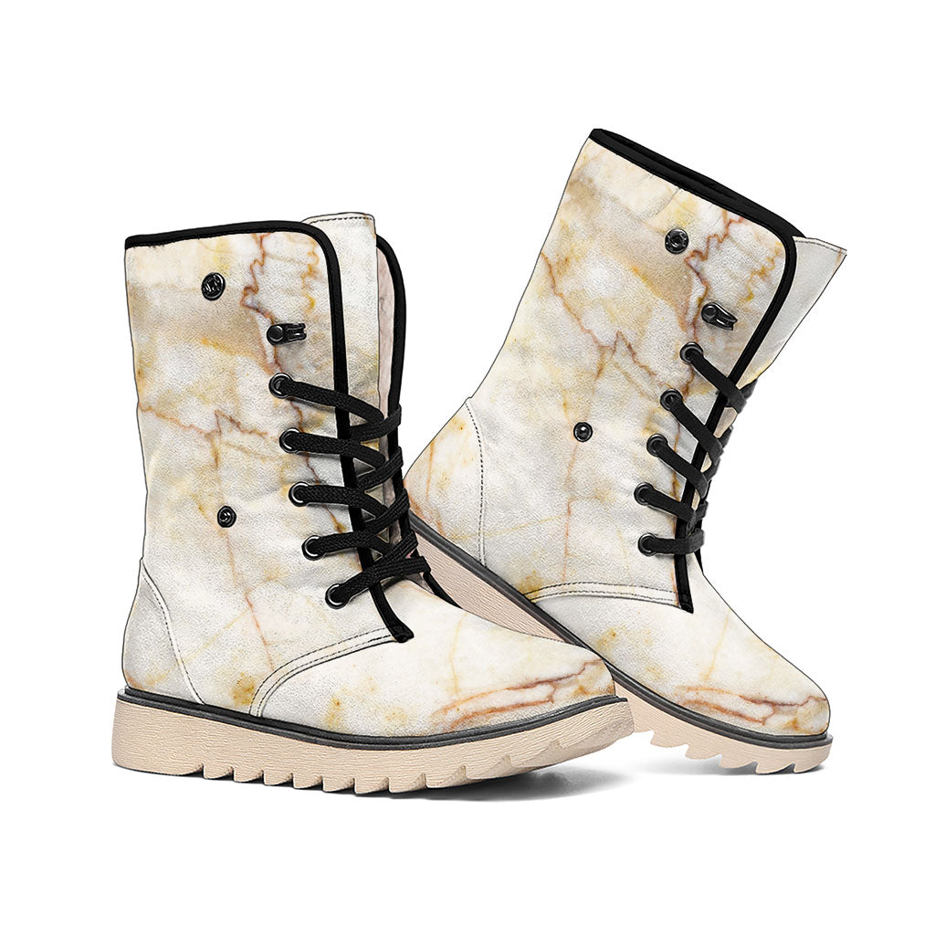 Brown Marble Print Winter Boots