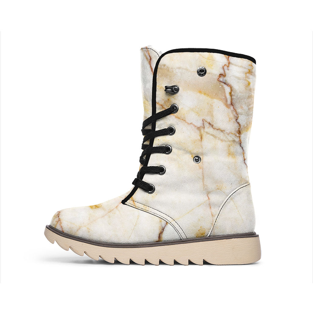 Brown Marble Print Winter Boots