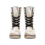 Brown Marble Print Winter Boots