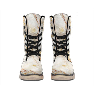 Brown Marble Print Winter Boots