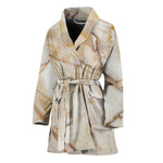 Brown Marble Print Women's Bathrobe