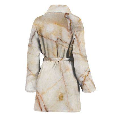Brown Marble Print Women's Bathrobe