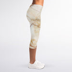 Brown Marble Print Women's Capri Leggings