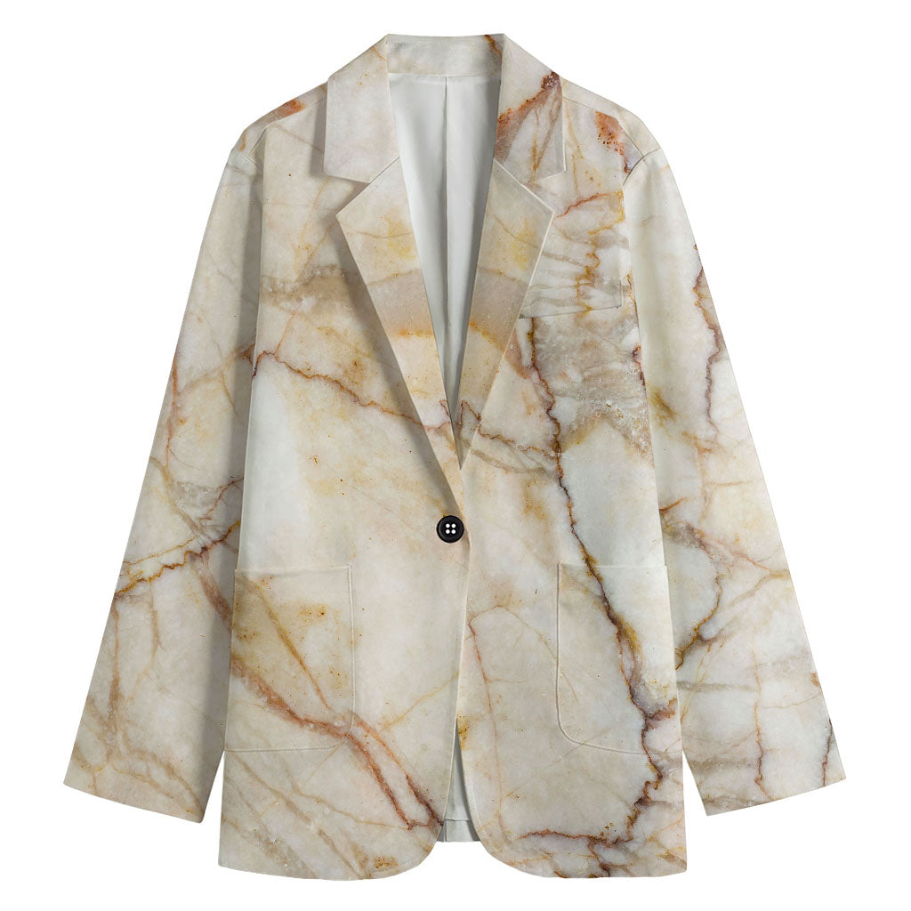 Brown Marble Print Women's Cotton Blazer