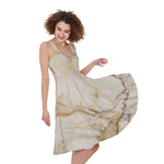 Brown Marble Print Women's Sleeveless Dress