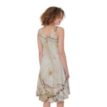 Brown Marble Print Women's Sleeveless Dress