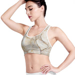 Brown Marble Print Women's Sports Bra