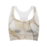 Brown Marble Print Women's Sports Bra