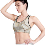 Brown Marble Print Women's Sports Bra