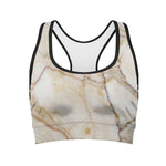 Brown Marble Print Women's Sports Bra