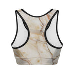 Brown Marble Print Women's Sports Bra
