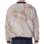 Brown Marble Print Zip Sleeve Bomber Jacket