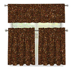 Brown (NOT Real) Glitter Print 3 Piece Kitchen Curtains