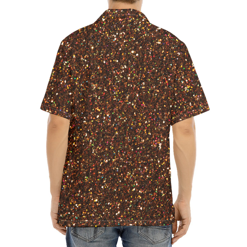 Brown (NOT Real) Glitter Print Aloha Shirt