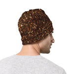 Brown (NOT Real) Glitter Print Beanie
