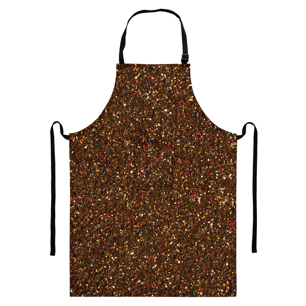 Brown (NOT Real) Glitter Print Bib Apron With Pocket
