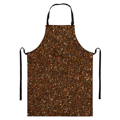 Brown (NOT Real) Glitter Print Bib Apron With Pocket