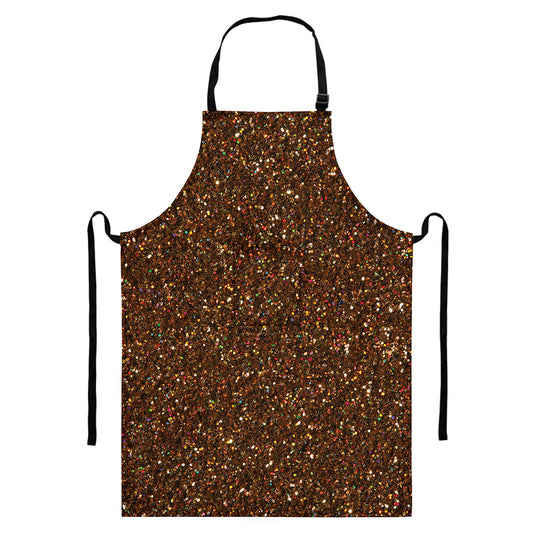 Brown (NOT Real) Glitter Print Bib Apron With Pocket