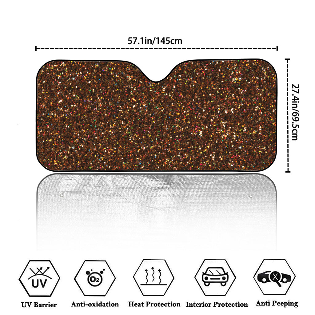 Brown (NOT Real) Glitter Print Car Windshield Sun Shade