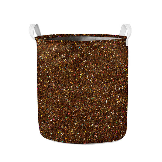 Brown (NOT Real) Glitter Print Collapsible Laundry Basket