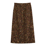 Brown (NOT Real) Glitter Print Cotton Front Slit Maxi Skirt