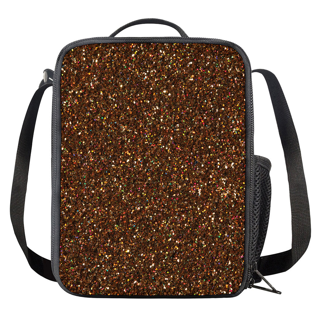 Brown (NOT Real) Glitter Print Crossbody Lunch Bag