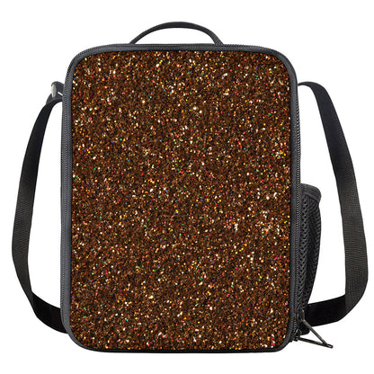 Brown (NOT Real) Glitter Print Crossbody Lunch Bag