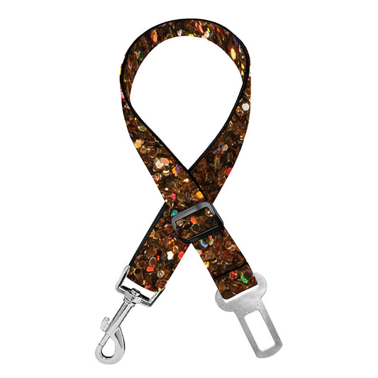 Brown (NOT Real) Glitter Print Dog Seat Belt